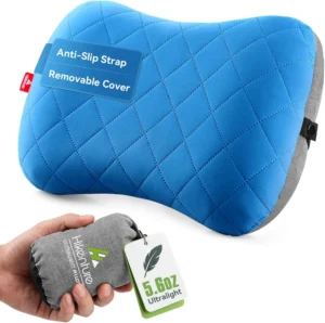 Hikenture Camping Pillow with Removable Cover - Ultralight Inflatable Pillow for Neck Lumber Support - Upgrade Backpacking Pillow - Washable Travel Air Pillows for Camping, Hiking, Backpacking