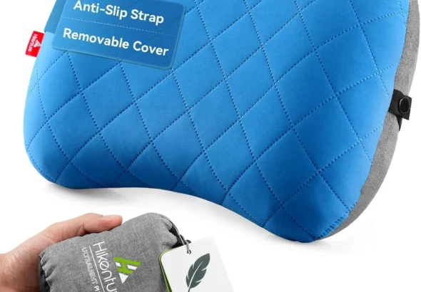 Hikenture Camping Pillow with Removable Cover - Ultralight Inflatable Pillow for Neck Lumber Support - Upgrade Backpacking Pillow - Washable Travel Air Pillows for Camping, Hiking, Backpacking