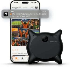 Looki L1 AI Multimodal Wearable for Life, 32g Lightweight Hands-Free Action Lifelogging Device with 1080P Video, 3 Mics, AI Vlogs & Comics, Proactive Intelligence, 32GB Privacy-First Storage (Black)