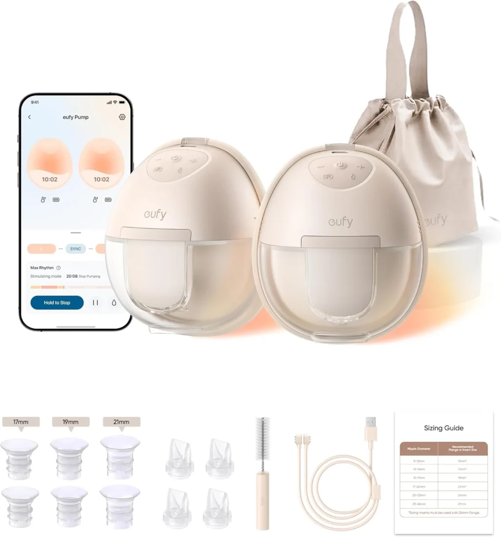 eufy Security Heated Wearable Breast Pump S1, Hands-Free Breast Pump with Industry-Leading HeatFlow Tech, App-Controlled OptiRhythm, 300 mmHg Strong Suction, Leakproof, Slim and 46 dB Quiet