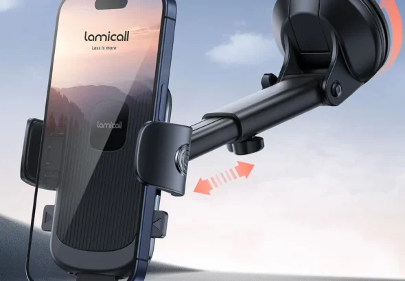 Lamicall Car Phone Holder - [Strongest Military-Grade Suction Cup] 360 Rotation Phone Holders for Your Car Quick Release Adjustable Phone Mount for Car Dashboard for iPhone 17 16 Pro Max Galaxy Truck