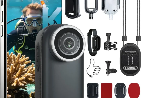 4K Mini Body Camera,64G Wearable Camera with 360Rotatable Clip & Magnetic Clip, Thumb Size, 96 Minutes for Recording, Easy to Use for Lecture, Traveling, Pet Walking and OutdoorsBlack