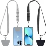 CACOE Phone Lanyard 2 Pack-2 Adjustable Neck Strap,2 Phone Patches,Universal Cell Phone Multifuctional Patch Lanyards Compatible with Most Smartphones(Black+Gray)
