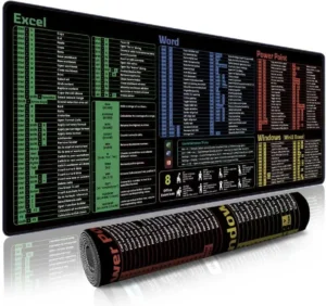Office Shortcut Mouse Pad - 200+ Hotkeys for Excel/Word/PPT/Windows, 31.5"11.8" XL, Waterproof Anti - Slip Stitched Edge, 8 Desk Exercises for Efficiency