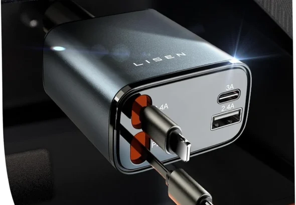 LISEN Retractable Car Charger, 84W Car Charger USB C Fast
