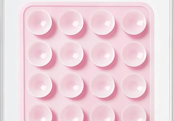 LvShuLiangPin Anteel Silicone Suction Phone Case Mount, Silicon Adhesive Phone Accessory for Smartphones, Hands-Free Mirror Shower Phone Holder for Selfies, Tiktok Videos (Light Pink)
