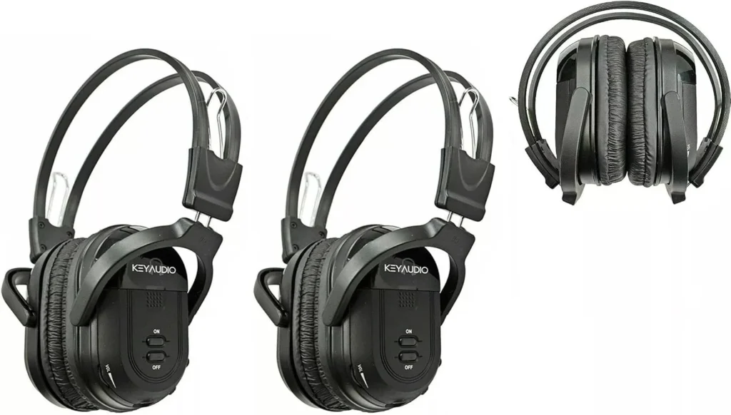 RP Accessories IR-601B Infrared Wireless Headphones, 2-Channel Folding Universal Rear Entertainment System IR Headphone for Car TV and DVD Player Audio, Set of 2