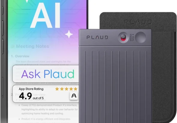 Plaud Note AI Voice Recorder, Note Taker w/Case, App Control, Transcribe & Summarize with AI, Support 112 Languages, for Meetings, Calls, Lectures, Professionals, Teams, Black, Non-Pro Version