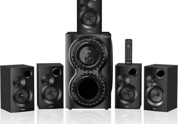 Bobtot Home Theater Sound System 5.1 Surround Sound Systems - 1400 Watts Peak Power 12" Subwoofer Strong Bass 5.1 Wired Home Audio Stereo Sound with Bluetooth ARC Optical Input for TV