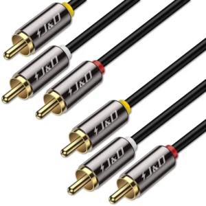 J&D Audio Video RCA Cable, Gold Plated 3 RCA Male to Male Stereo AV Cable - 12 Feet, Compatible with Set-Top Box, Speaker, Amplifier, DVD Player