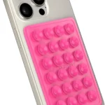 StickyGrippy Suction Phone Case Mount, Sillicon Adhesive Phone Accessory for iPhone and Android, Hands-Free Strong Grip Mirror Shower Phone Holder, Tiktok Videos and Selfies (Pink)