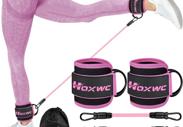 HOXWC Ankle Resistance Bands with Cuffs, Ankle Bands for Working Out, Ankle Resistance Band for Leg, Booty Workout Equipment for Kickbacks Hip Fitness Training, Exercise Bands for Butt Lift Women