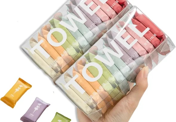 Disposable Compressed Towels, Portable Compressed Towel Tablets, 28Pcs Travel Wash Cloth, Thicker Super Absorbent Wash Cloths for Travel, Face Towel Ideal for Outdoor Camping Hiking (28Pcs)