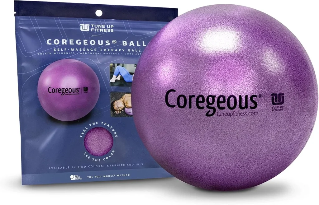 Tune Up Fitness  Coregeous Ball | Psoas Release Tool, Abdominal, Belly & Lower Back Release | Core Ball, Exercise Ball for Low Back, Stress & Digestive Relief, Improved Breathing & Sleep (Iris)