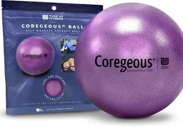 Tune Up Fitness  Coregeous Ball | Psoas Release Tool, Abdominal, Belly & Lower Back Release | Core Ball, Exercise Ball for Low Back, Stress & Digestive Relief, Improved Breathing & Sleep (Iris)
