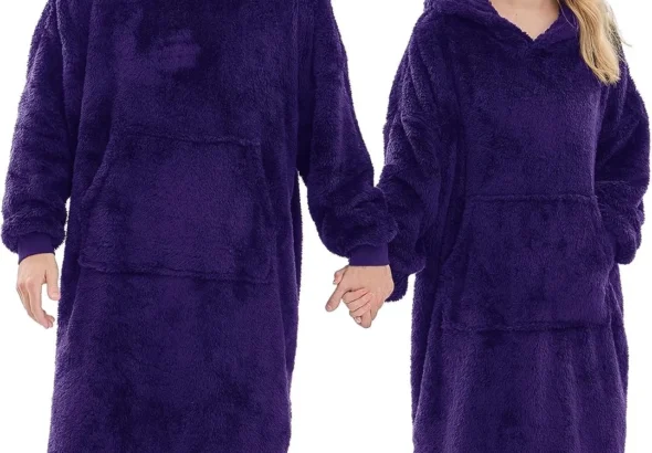 PJGGZ Wearable Blanket Hoodie for Women Men, Fleece Warm Comfy Hooded Sweatshirt with Pockets & Sleeves Cozy Gift for Adult