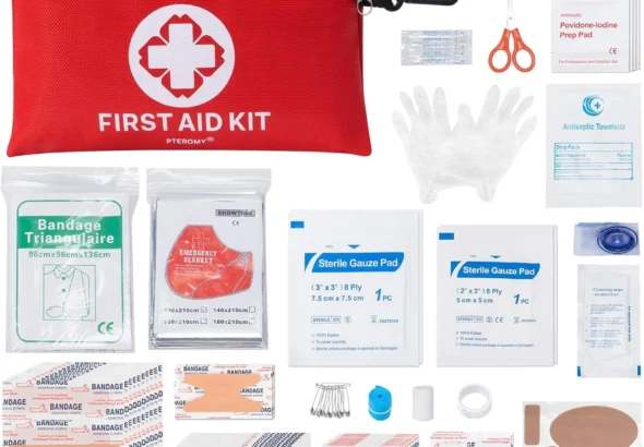 PTEROMY 150 Piece Mini First Aid Kit, Portable Small Emergency Kits Compact 1st Aid Kit for Car, Travel, Home, Camping, Outdoor, Hiking