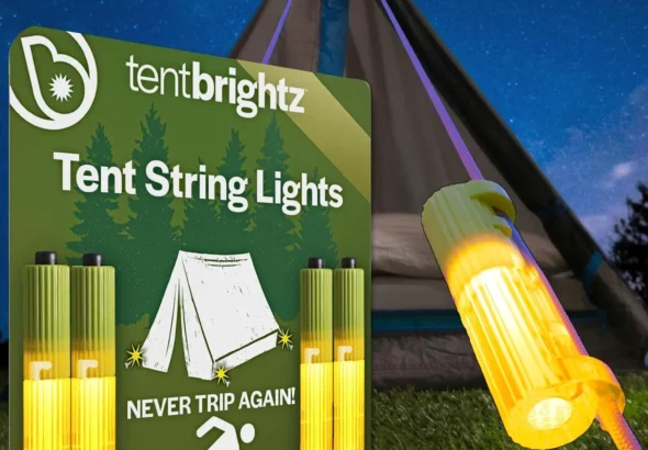 Brightz LED Tent String Lights - Keep Tent Guy-Lines Visible at Night - Campsite Safety Lights