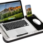 LAPGEAR Home Office Lap Desk with Device Ledge, Mouse Pad, and Phone Holder - White Marble - Fits Up To 15.6 Inch Laptops - Style No. 91501