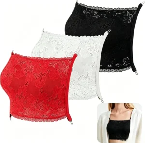 3Pcs Lace Cleavage Cover Modesty Panel Wearable Mock Camisole Bra Insert Overlay Modesty Panel Vest