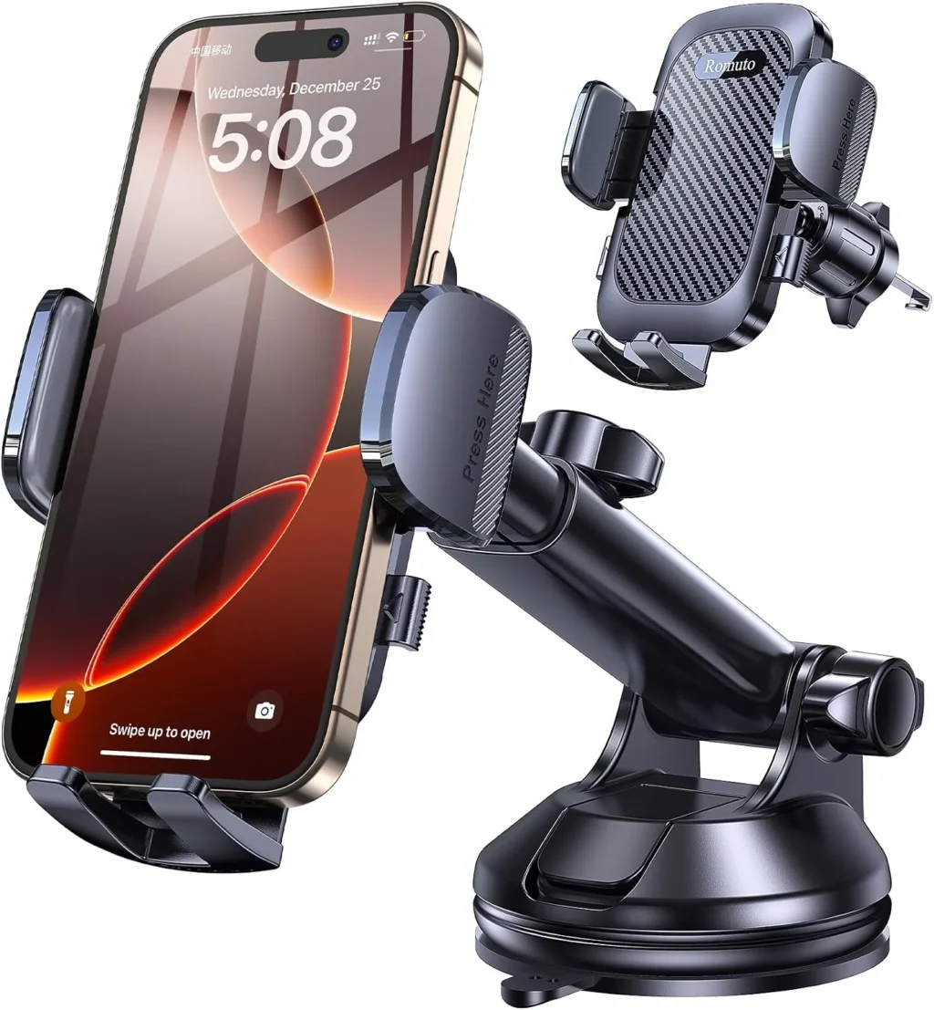 Romuto Phone Holders for Your Car Phone Holder MountSuper SuctionCell Phone Holder for Car Accessories for Women Men360 AdjustableSuction Phone Mount for Car, Window, Bathroom for iPhone Samsung