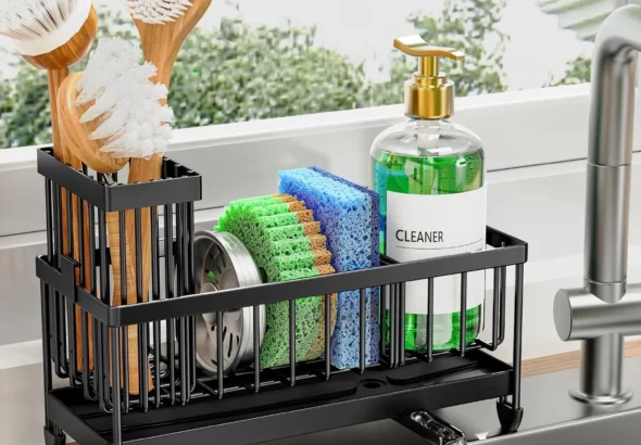 Cisily Sponge Holder for Kitchen Sink, Sink Caddy Organizer