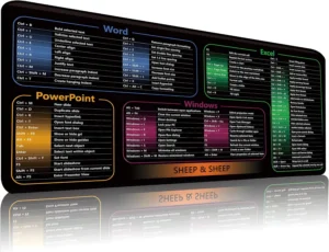 Excel Shortcut Keys Mouse Pad, Extended Large Desk Mat (31.5x11.8 Inch) with Non-Slip Base & Washable Surface for Gaming, Computer, Office Desk