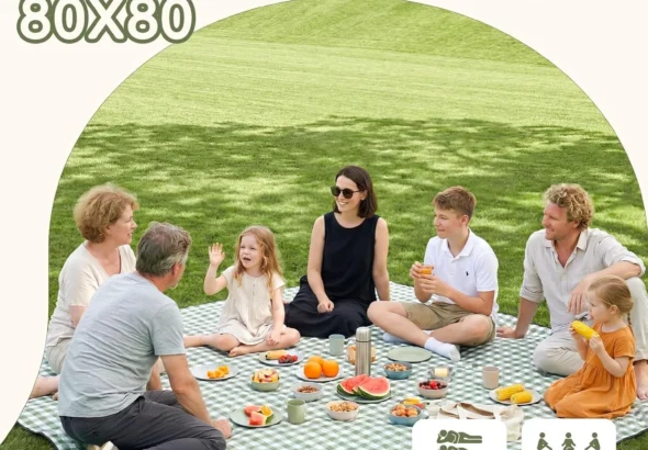 Genovega Waterproof Picnic Blanket Beach Outdoor Camping Mat Rug Extra Large Foldable Cute Big Travel Essential Accessories Gift Park Patio Lawn Garden Grass Play Music Festival Concert Must Have