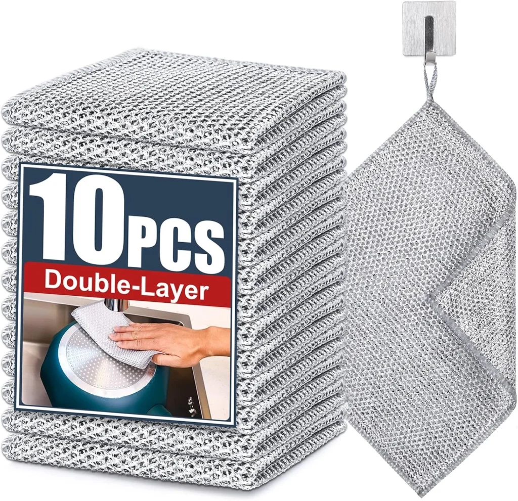 Navona 10 Pcs New Upgrade Steel Wire Dishcloth,Double-Layer