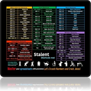 Mouse Pad for Excel/Word/PowerPoint/Windows Shortcuts | Excel, Word, PowerPoint, Windows, Spillproof, Non-Slip, Ideal Office Gift