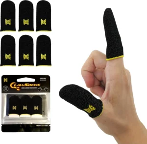 MGC ClawSocks 6 Pack Carbon, Gamer Finger & Thumb Sleeves, Mobile Gaming Stabilizer & Compression Support Black