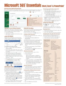 Microsoft 365 (Office 365) Essentials Quick Reference Guide - Windows Version (Cheat Sheet of Instructions, Tips & Shortcuts - Laminated Card)
