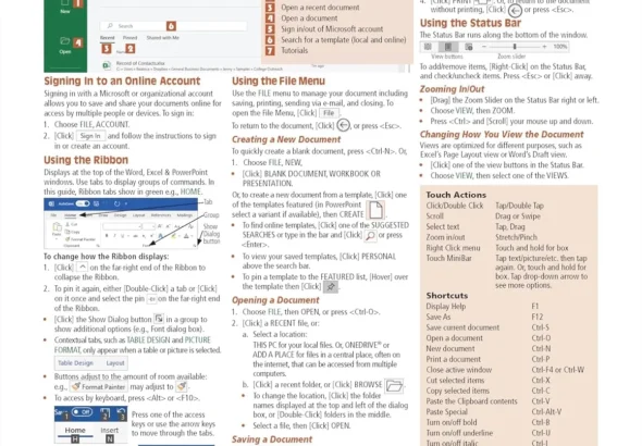 Microsoft 365 (Office 365) Essentials Quick Reference Guide - Windows Version (Cheat Sheet of Instructions, Tips & Shortcuts - Laminated Card)