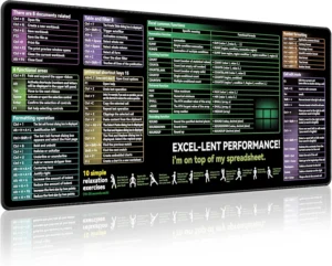 Excel Cheat Sheet Desk pad|excel Mouse pad|Contains Excel Shortcut Keys,Lager Mouse pad for Desk| XL31.5 * 11.8in Size|Desk mat for Keyboard and Mouse|Mouse Pads|WaterproofAnti-SlipSmooth