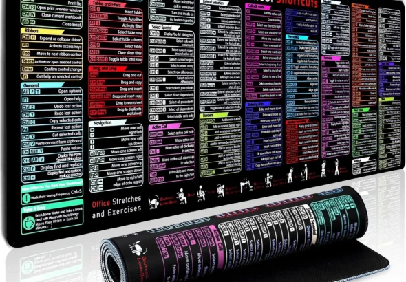 Excel Cheat Sheet Desk Pad (2026 Pro)  231+ Shortcuts Mouse Pad for Keyboard and Mouse, XXL Waterproof Non-Slip Desk Mat for Office, Home, Gaming, Data Analysis, 31.5 x 11.8 in