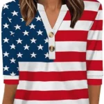 OFEEFAN Women's 3/4 Sleeve Henley Shirts Summer Tops Fashion Outfits