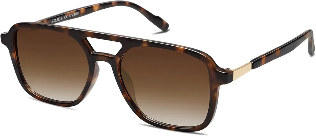 SOJOS Retro Aviator Sunglasses for Women Men, Trendy Rectangle Shades SJ2202