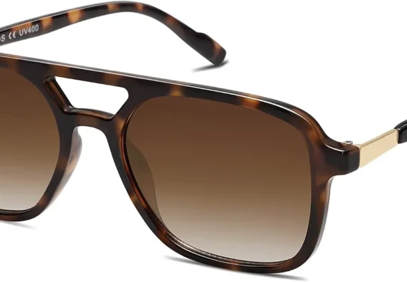 SOJOS Retro Aviator Sunglasses for Women Men, Trendy Rectangle Shades SJ2202