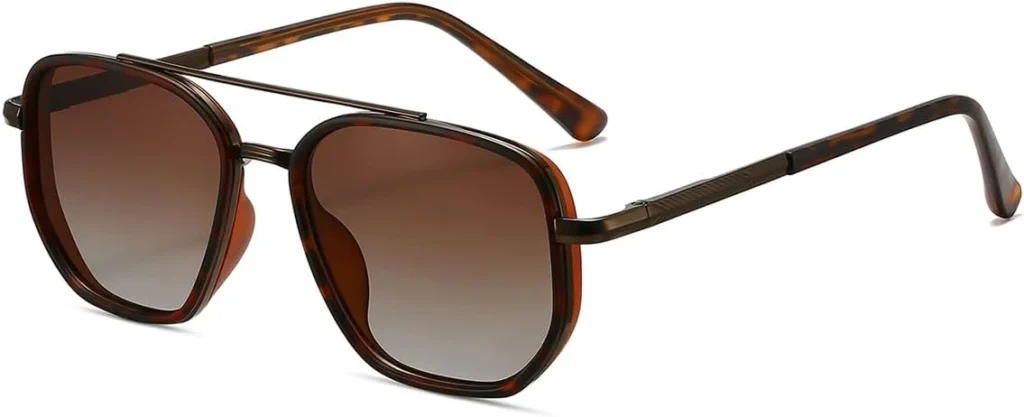 kimorn Women's Retro Aviator Sunglasses with Polarized UV400 Protection, Tangle-Free Square Frame, Small