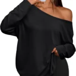 Trendy Queen Womens One Shoulder Long Sleeve Tops