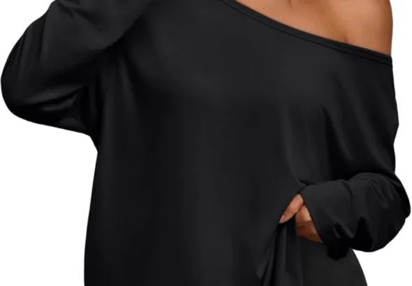 Trendy Queen Womens One Shoulder Long Sleeve Tops