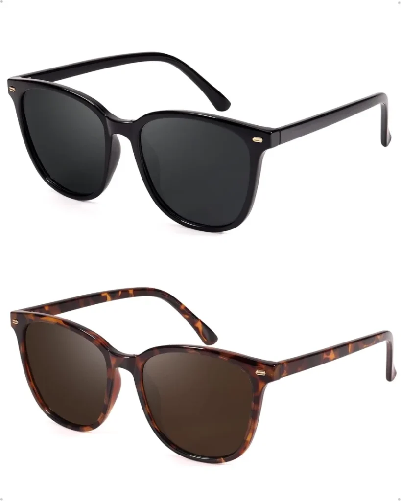 FIMILU 2 Pack Polarized Sunglasses for Women UV400 Protection Large Frame Trendy Fashion Shades