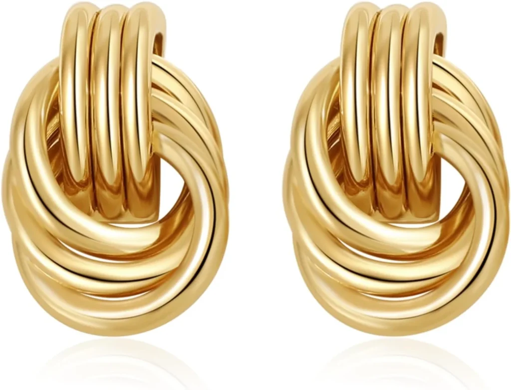 Women's Statement Gold Chunky Knot Dangle Drop Earrings by SHERLOVE