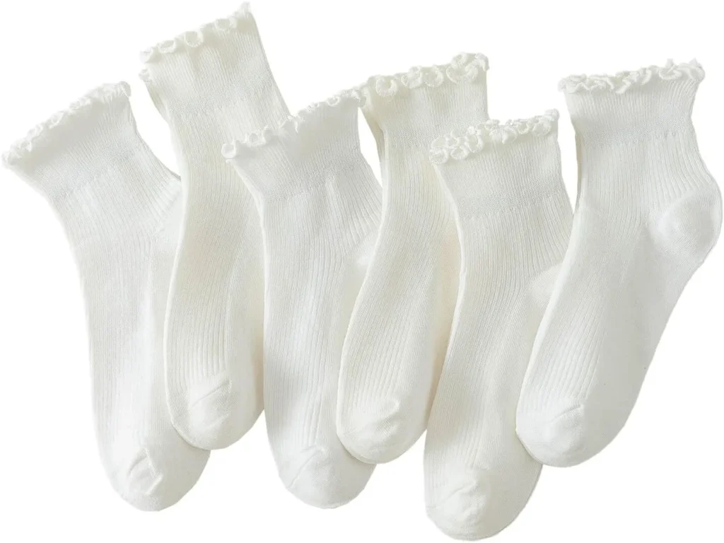 6 Pairs Women's Cute Ruffle Ankle Socks, Adorable Frilled Socks for Ladies