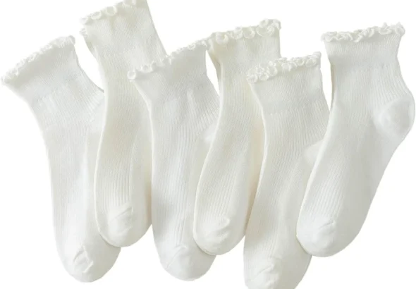 6 Pairs Women's Cute Ruffle Ankle Socks, Adorable Frilled Socks for Ladies
