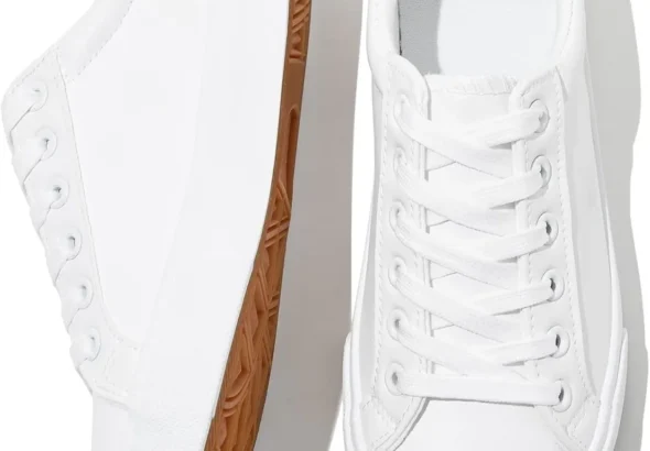 SERNIAL Women's Casual Sneakers White PU Leather Tennis Shoes