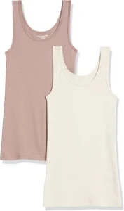Women's Ribbed Scoop Neck Tank Tops, Slim Fit, 2