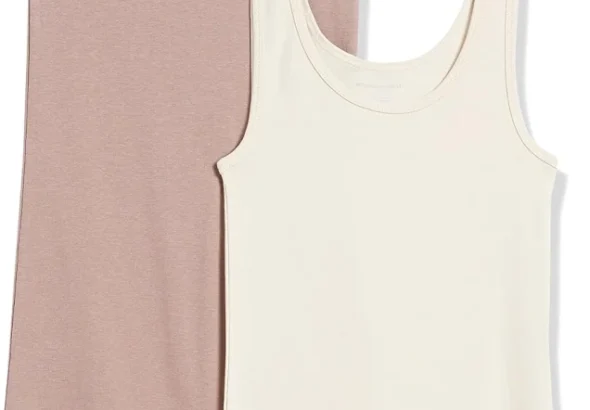 Women's Ribbed Scoop Neck Tank Tops, Slim Fit, 2