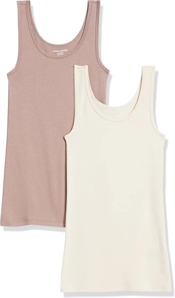 Women's Ribbed Scoop Neck Tank Tops, Slim Fit, 2