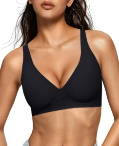 OEAK Women's Deep V Wireless Push Up T